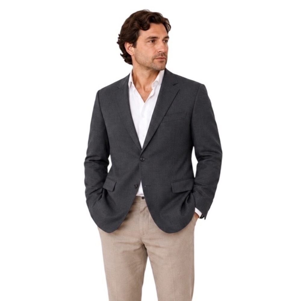 Hart Schaffner Marx Gold Trumpeter 42R Charcoal Pure Wool Blazer Sport Coat